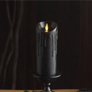 Luminara Flameless Wax Drip Battery Operated Moving Flame Candle, 3x6.5" - Black